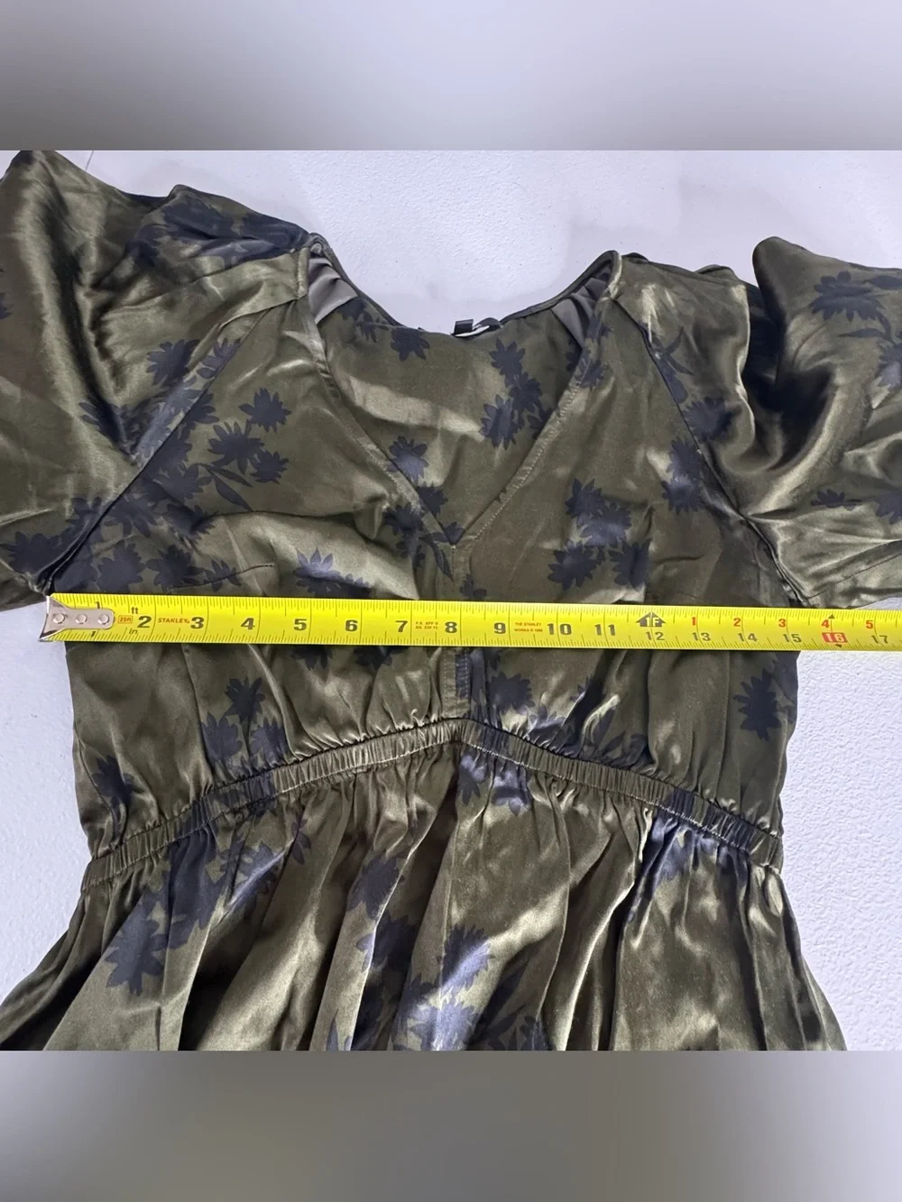 Madewell Satin Shirred Puff Sleeve Blouse Size S